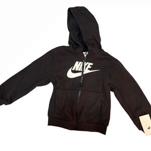 Nike Kids Black Full Zip Futura Logo Hoodie Sweatshirt Size 7 6-7 YRS NEW